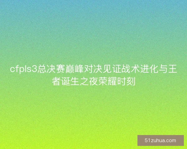 cfpls3总决赛巅峰对决见证战术进化与王者诞生之夜荣耀时刻